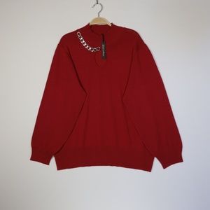 Alison Andrews Women's Plus Mock Neck Long Sleeve Sweater‎ Top Red Size 3X